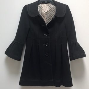 Fit and flare oeacoat with 3/4 peplum sleeves